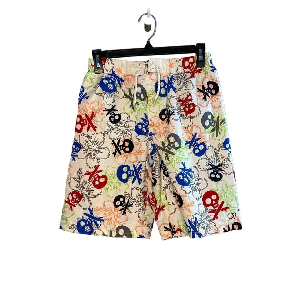 OP Ocean Pacific Swim Trunks men's Size Large skull floral print swim shorts